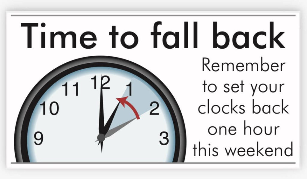 Fall back weekend Change clocks; check smoke alarms, CO detectors